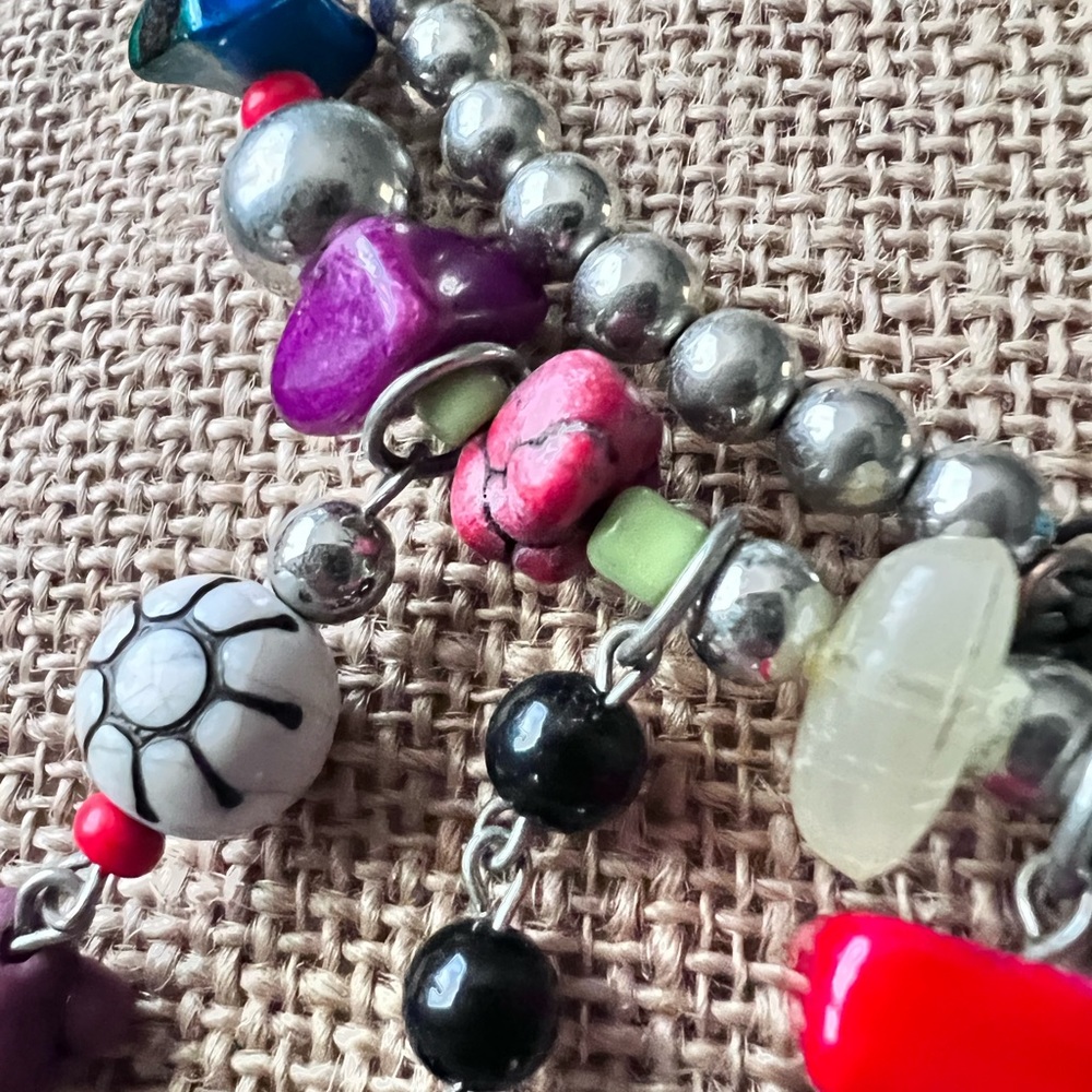 Memory Wire Boho Chocker Dangling Necklace Glass … - image 4